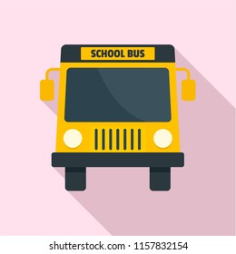 Yellow school mini bus icon. Flat illustration of yellow school mini bus vector icon for web design
