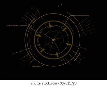 yellow science interface on black background.