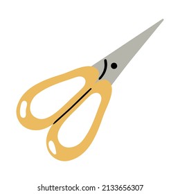 Yellow scissors. Isolated icon on white background. Vector illustration 
