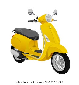 Yellow scooter 3D vector white background