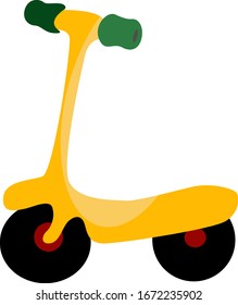 Yellow scooter, illustration, vector on white background.