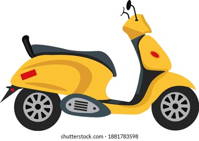 Yellow scooter ,illustration, vector on white background.