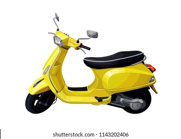 Yellow scooter motorbike. Vector illustration.