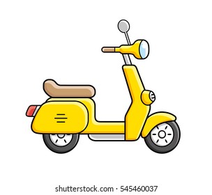 Yellow scooter vector icon isolated.