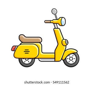 Yellow scooter vector isolated.