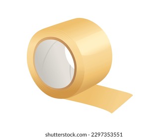 Yellow scotch adhesive tape vector illustration isolated on white background