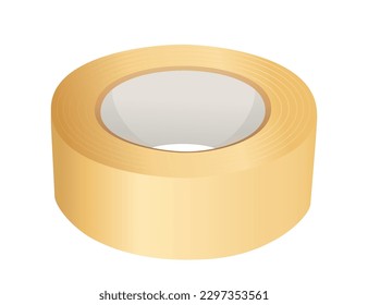 Yellow scotch adhesive tape vector illustration isolated on white background
