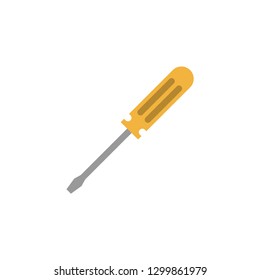 Yellow screwdriver icon, on the white background. Vector.