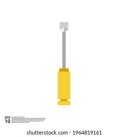 yellow screwdriver illustration in flat design style