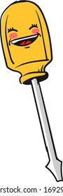 Yellow screwdriver, illustration, vector on white background