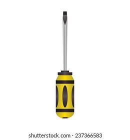 Yellow screwdriver. Vector illustration.