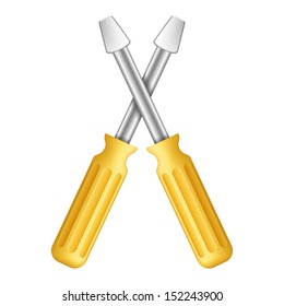 Yellow screwdrivers on white background, vector eps10 illustration