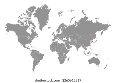 Mar Amarillo en el mapa del mundo. Ilustración vectorial.