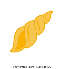 Yellow sea shell. Spiral shell. Seashell isolated on white background. Vector illustration