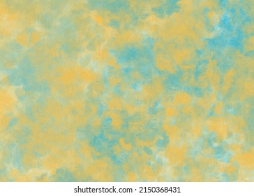 Yellow, sea-green watercolor hand painted background