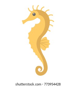 
Yellow seahorse flat vector icon 
