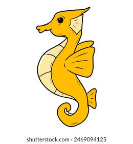 yellow seahorse illustration isolated vector