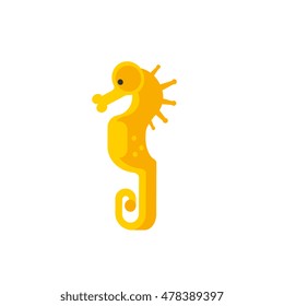 Yellow Seahorse Primitive Style Childish Sticker