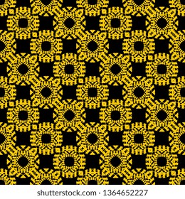 Yellow Seamless abstract art deco engraving pattern