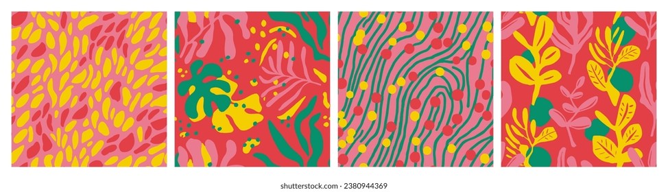 Yellow Seamless Abstract Decorative Lines Print. Blue Endless Creative Simple Fabrics, Seamless Design. Black Seamless Nature Organic Invitation Art. 