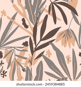 Yellow Seamless Abstract Isolated Artwork Backdrop. Colorful Repetitive Elegant Plant Quill, Seamless Background. Vivid Seamless Fashion Tree Decor Pattern. 