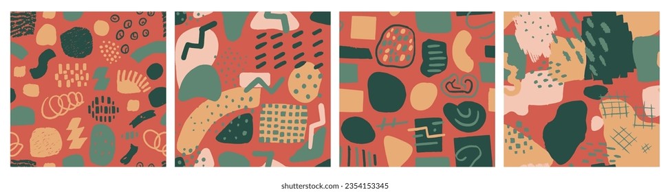 Yellow Seamless Abstract Modern Lines Print. Blue Repeated Creative Vintage Illustration, Seamless Stripes. Black Seamless Trend Hand Drawn Ornament Wallpaper