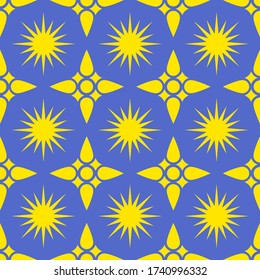 Patrón abstracto amarillo sin costuras sobre fondo azul. 