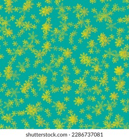 Yellow Seamless Art. Golden Random Dot. Abstract Fashion Fun Christmas. Vector Snow Flake. Retro Polka Background. Pattern Cute Bubble. Irregular Bright Texture. Blue Polkadot Dot. Flying Flake Snow