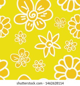 yellow seamless background with flowers