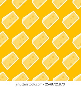 Yellow seamless cheese pattern made of triangle pieces of cheese