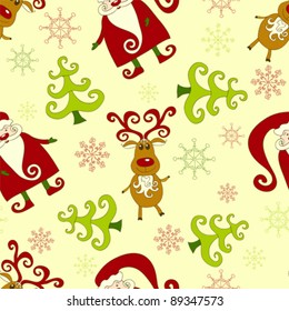 Yellow seamless christmas pattern 1. Vector background.