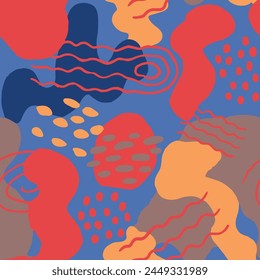Rayas de elemento gráfico clásico sin costuras amarillas. Vibrante adorno decorativo Abstractas repetido, Vector inconsútil. Fondo de pintura aislado de tendencia continua azul