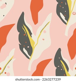 Yellow Seamless Classic Palm Fabrics Backdrop. Pastel Repetitive Summer Spring Decor, Seamless Wallpaper. Colorful Seamless Creative Flora Invitation Vector. 
