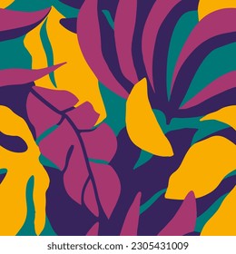 Yellow Seamless Color Simple Illustration Wallpaper. Purple Continuous Summer Spring Lines, Seamless Design. Colorful Seamless Fashion Foliage Invitation Background. 