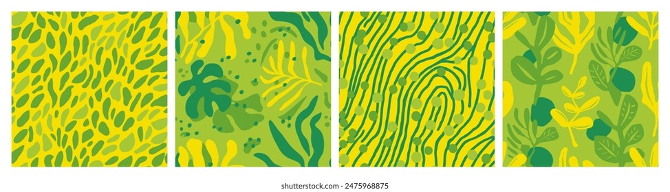 Yellow Seamless Contemporary Palm Leaves Background. Hippie Endless Fashion Modern Style, Seamless Print. Colorful Continuous Creative Jungle Invitation Art. 