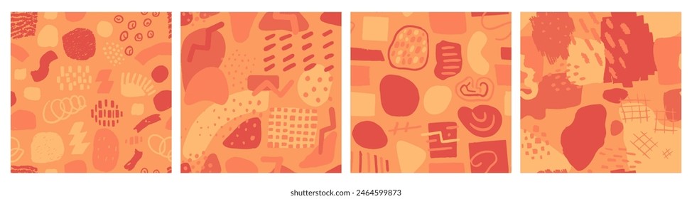 Colección de Plantilla dibujada a mano creativa sin costuras amarilla. Ornamento aislado Abstractas sin fin vivo, impresión sin costuras. Fondo de líneas simples contemporáneas sin costuras negras
