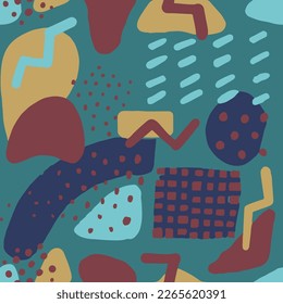 Yellow Seamless Creative Trendy Invitation Swatch. Purple Continuous Fashion Graphic Shape, Seamless Paper. Vivid Repetitive Color Hand Drawn Paint Art