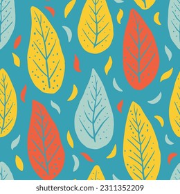 Yellow Seamless Decoration Retro Scribble Design. Vibrant Repetitive Doodle Tree Ornament, Seamless Wallpaper. Purple Seamless Color Beach Illustration Print. 