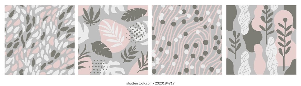 Yellow Seamless Doodle Artistic Illustration Texture. Purple Continuous Abstract Blossom Scribble, Seamless Vector. Green Repetitive Elegant Flora Invitation Wallpaper. 