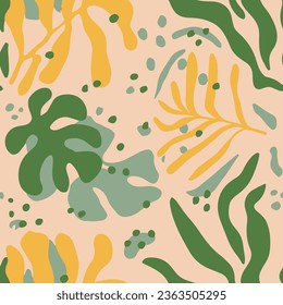 Gelber, nahtloser Doodle-Blütenhintergrund. Helle, wiederholte Elegante natürliche Textilien, Nahtlose Textur. rosafarbene endlose, kreative Muster für einzelne Kunstwerke. 