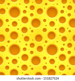 Yellow seamless dotted plastic background. Cheese background. Vector illustration