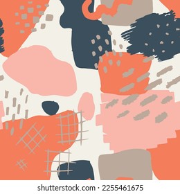 Yellow Seamless Elegant Decorative Paint Texture. Pastel Endless Fashion Simple Shape, Seamless Sketch. Colorful Repeated Doodle Graphic Invitation Art