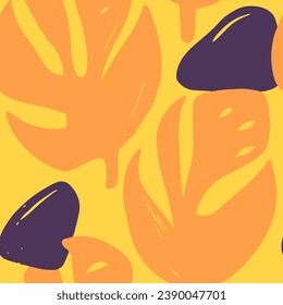 Yellow Seamless Elegant Organic Watercolor Background. Colorful Endless Color Isolated Artwork, Seamless Pattern. Dark Repetitive Classic Retro Quill Print. 