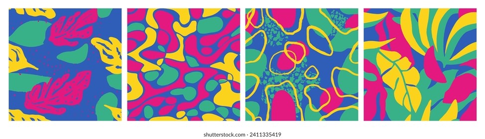 Gelbe Kollektion von schlichter Elegant. Black Seamless Doodle Dschungel Form, nahtloser Hintergrund. Vivid Continuous Classic Blossom Illustration Textur. 