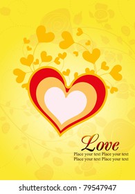 yellow seamless floral background with romantic heart