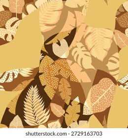 yellow seamless floral vector retro with leaf pattern on bandanna background