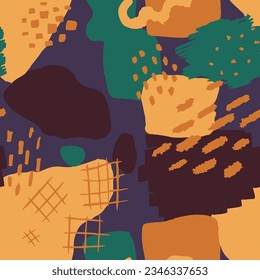Yellow Seamless Grunge Artistic Textile Vector. Colorful Repetitive Elegant Trendy Set, Seamless Card. Bright Endless Creative Vintage Artwork Cover
