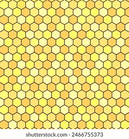 Patrón de panal de abeja sin costuras amarillo. Concepto de Vector de textura de miel. Plantilla de fondo artístico.