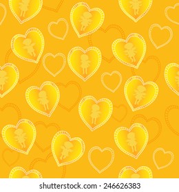 Yellow seamless with little  angels