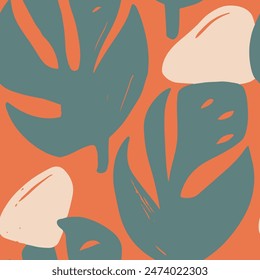 Yellow Seamless Nature Blossom Watercolor Vector. Orange Repetitive Doodle Modern Artwork, Seamless Pattern. Dark Endless Decoration Foliage Textile Wallpaper. 
